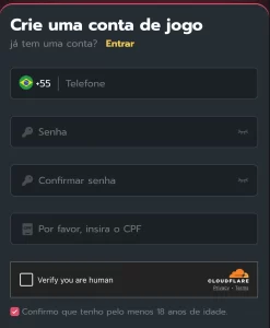 Jogador criando conta no 79Q casino